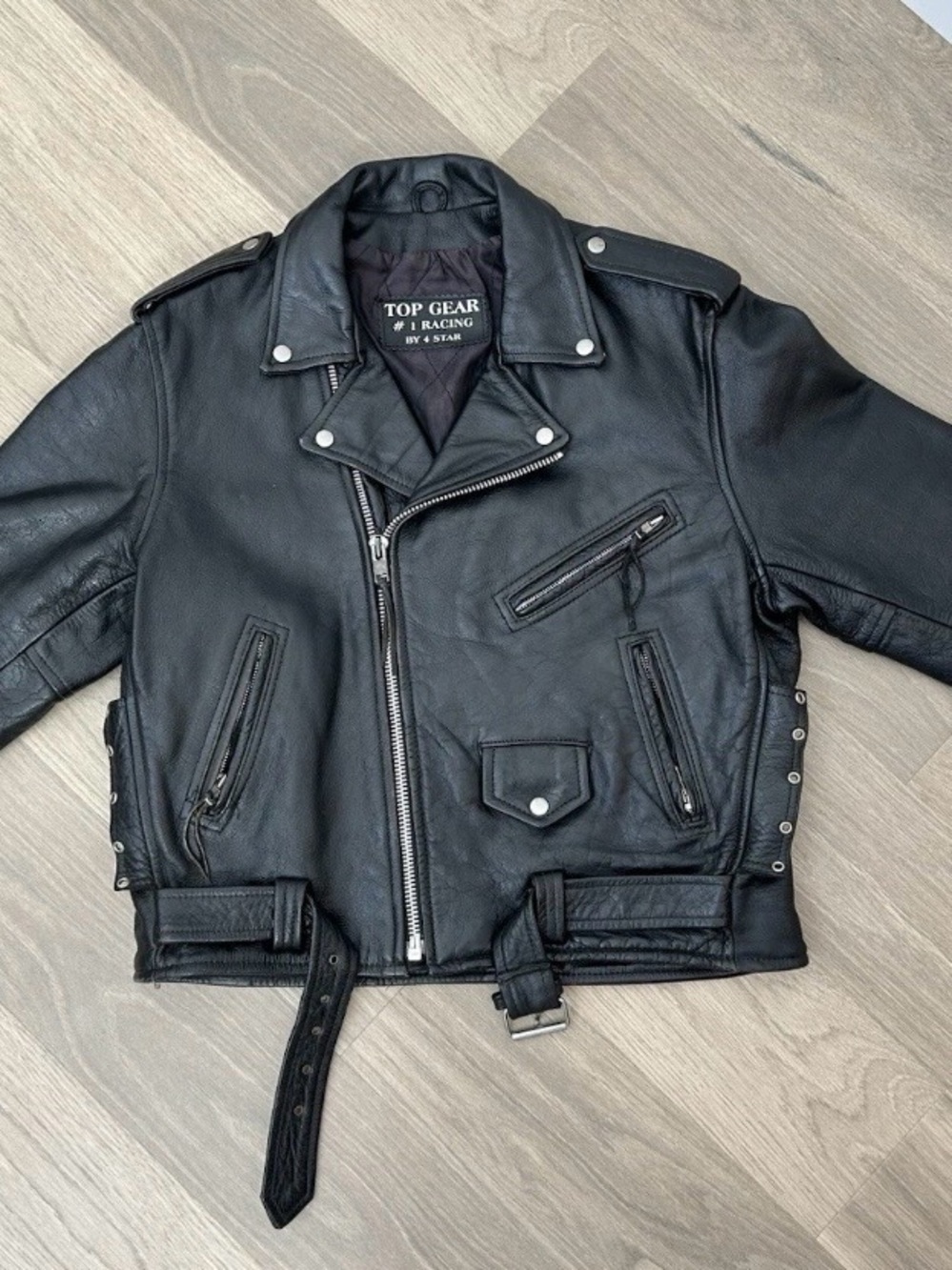 Men's Leather Motorcycle Jacket Top Gear #1 Racing by 4 Star Men’s Size Large